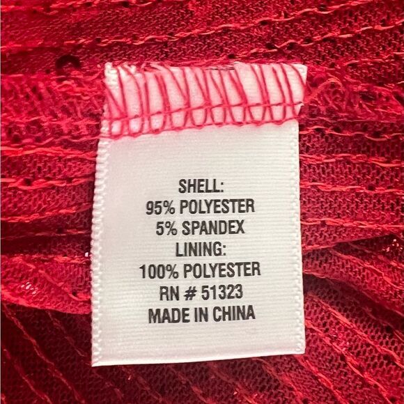 CeCe Sequined V-Neck Cap-Sleeve Red Blouse-Size Medium - Picture 7 of 7